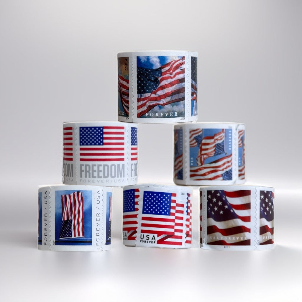 Limited Stock! USA Flag Stamps - Perfect for Small Business & Weddings1 Roll=100 stamps
