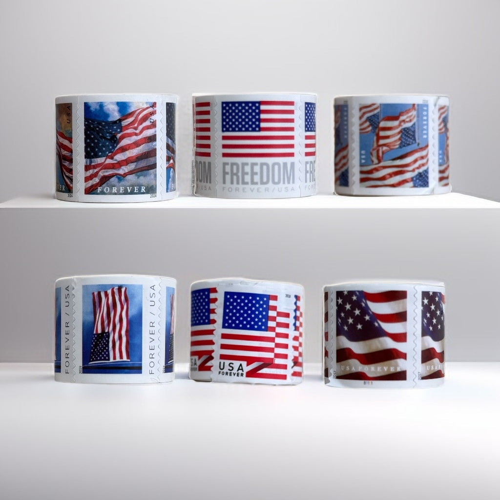 Limited Stock! USA Flag Stamps - Perfect for Small Business & Weddings1 Roll=100 stamps