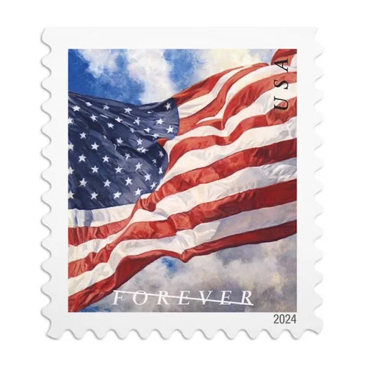 Limited Stock! USA Flag Stamps - Perfect for Small Business & Weddings1 Roll=100 stamps